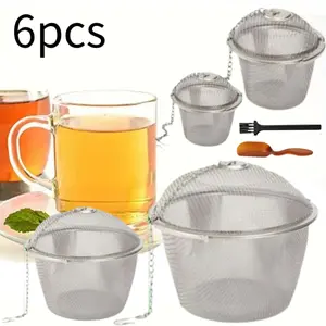 4 Pieces Stainless Steel Tea Spice Strainer, Tea Strainer Infuser Tea Ball, Durable Reusable Stainless Mesh Teakettle Locking Tea Filter Infuser Spice Kitchen Teaware kitchen utensil gadget