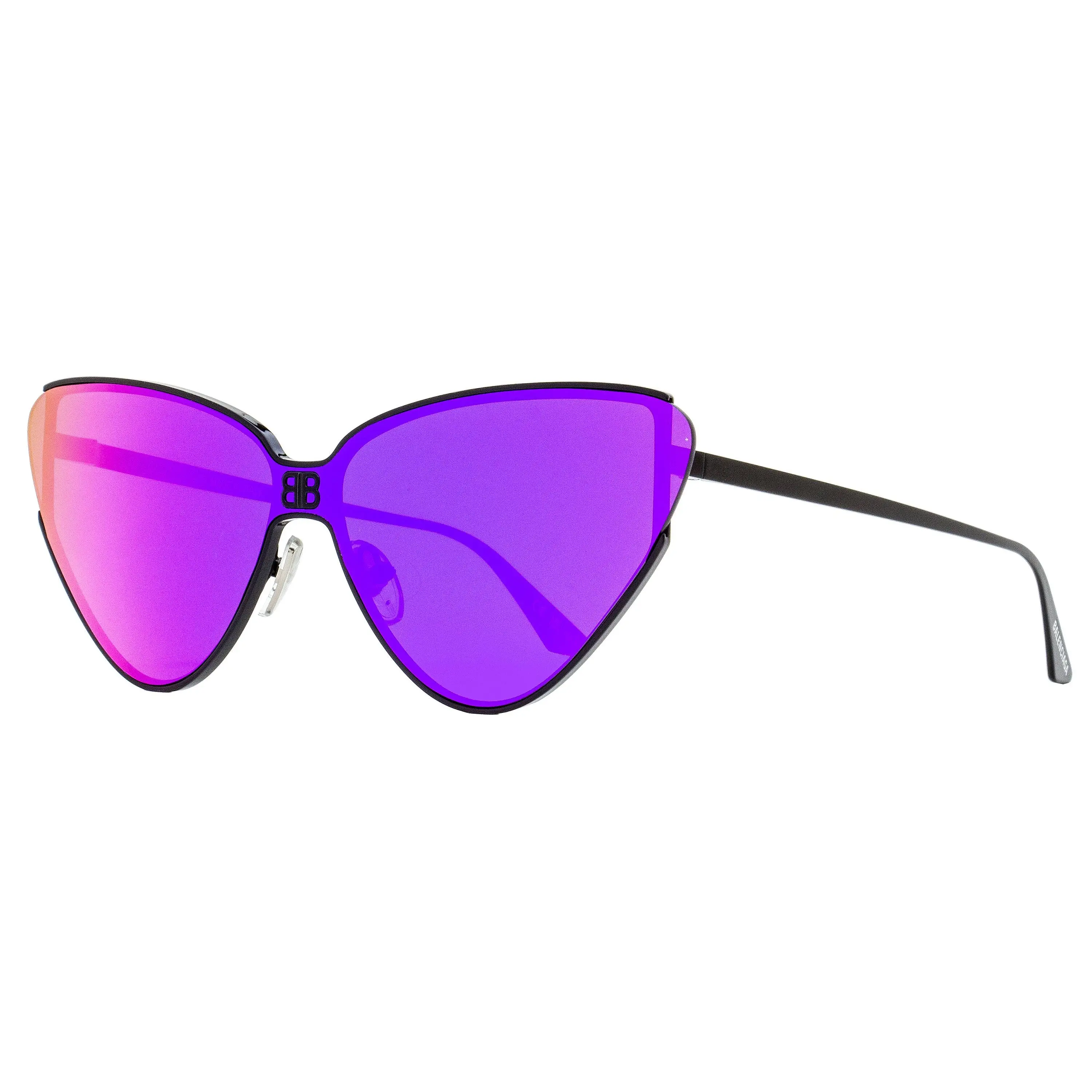 Balenciaga Women's Statement Cat-Eye Sunglasses, Black Metal Frame with 99mm Shield Lens & Iconic BB Logo, 100% UV Protection, BB0191S, Stylish Accessories, Uv Protection Sunglasses, Logos, Adjustable Nose Pads, Bold Architectural Designs, Female, Fashion