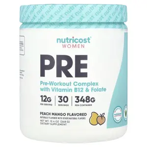 Nutricost Women, Pre-Workout Complex With Vitamin B12 & Folate, Peach Mango, 12.4 oz (348 g)