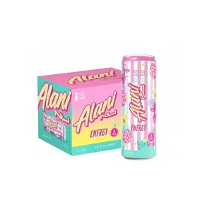 Alani Nu Energy Cotton Candy 12 fl oz 6 PACK Vegan Gluten Free Zero Sugar Boost with B Vitamins & 200mg Caffeine