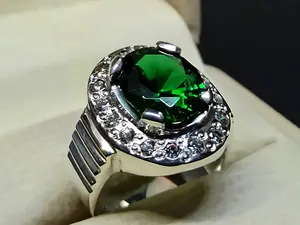 3 Carat Oval Cut Rich Green Lab Zircon Sterling Silver 925 Handmade Women Ring Gift for Her