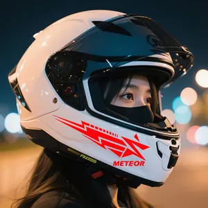 2pcs Meteor Sticker Set, Red and Black Colored Meteor Stickers, Suitable for Motorcycle Helmets and Accessories - Waterproof PVC, Durable, Scratch Resistant