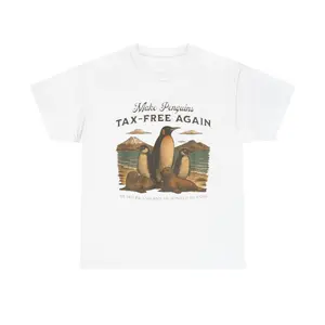 Funny Penguin Tax Tee - Make Penguins Tax-Free Again, Unisex Heavy Cotton Tee, Gift for Animal Lovers, Adorable Humor Shirt, Fun Statement Casual Fabric Menswear