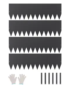 VEVOR Steel Landscape Edging, 4 Packs 40 x 12 in Rust-Resistant Metal Landscape Edging, Bendable Garden Edging Border, Heavy Duty Lawn Edging, Easy-to-Install, Flower Bed Yard Pathway Divider Black