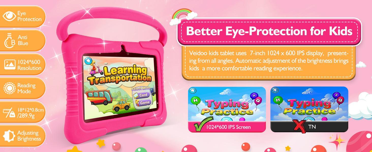 2026 New upgrade  Kids Tablet, 7-inch Android 32GB WiFi Tablet for Toddler, Learning Tablet with IWAWA App, Children's Tablet with Silicone Case Graphics Cellphone Anti-drop silicone case, Great Holiday Gift for Teens & Kids