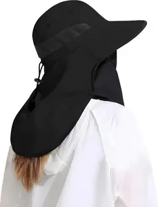 Outdoor Sun Hat Detachable   Flap UPF 50+UV Protection Visor Fishing Hats with  Flap for Men & Women