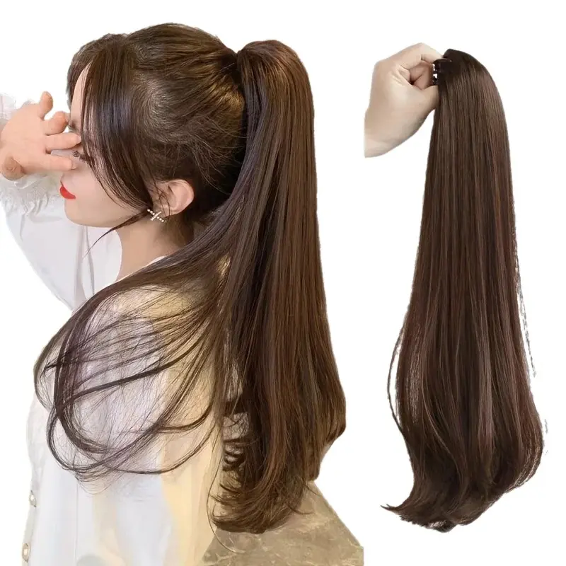 2026 New 20Inch/50cm Synthetic Long Straight Grab Clip In Ponytail Hair Extensions Hair Piece For Women Hair Accessories