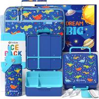 C2.Blue Dinosaur Bento Lunch Thermos Set