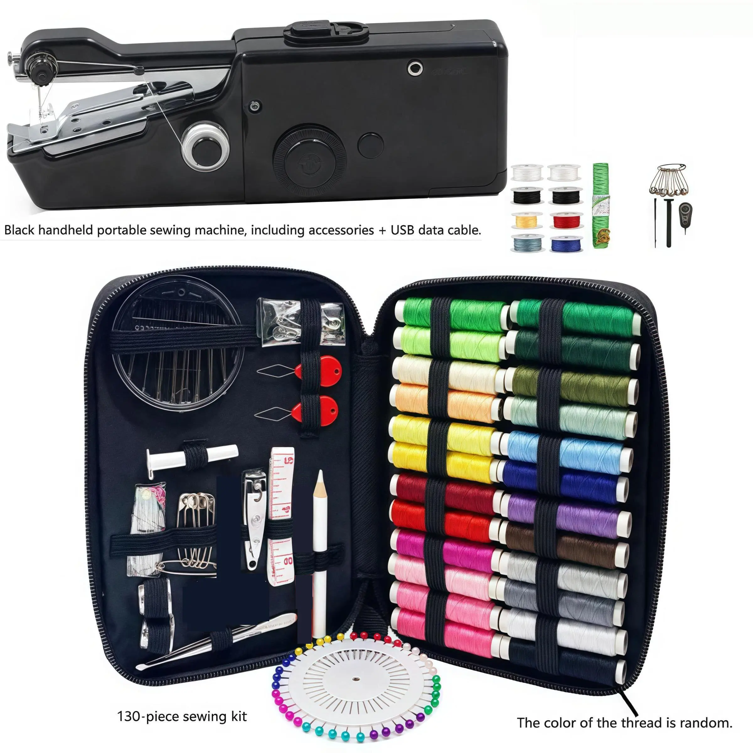 Portable Electric Sewing Machine with Storage Bag, Mini Handheld Sewing Machine, Beginner Sewing Machine, Household DIY Clothing Sewing Machine, Home Sewing Machine, Sewing Supplies, Sewing Machine Kit, Sewing Machine Set