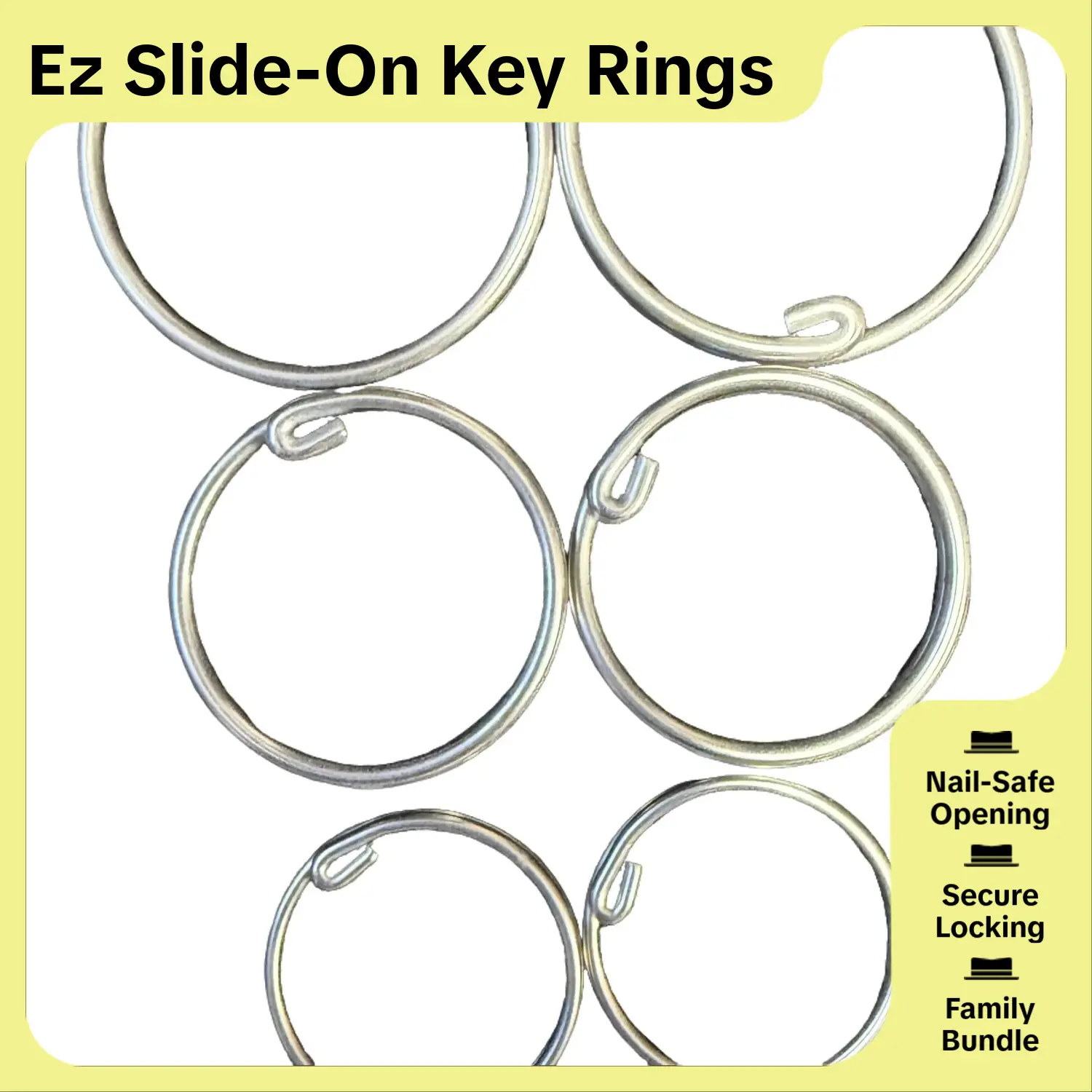 EZ Slide-On Key Ring (6-Pack)(2S/2M/2L)