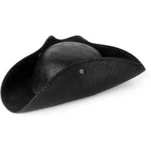 Srnede Pirate-Hat Women Tricorn Brown Pirate Men Leather Faux Leather Vintage Wrinkle Distressed