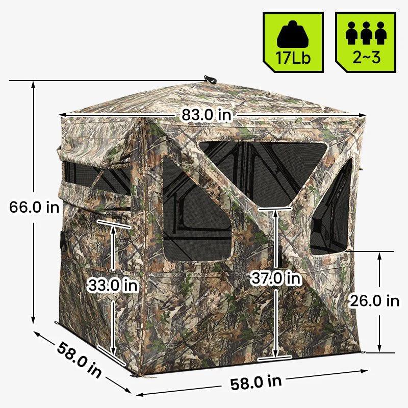 [Tidewe Hunting Winter] Tidewe Vis360 See Through Ground Blind Swing Door | 360° Camouflage Pop Up Hunting Blind for 2/3 Person | Portable Deer Blind with Orange Cover #Christmas Deal