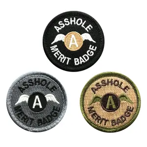 Miltacusa Asshole Merit Badge Tactical Hook Patch [3PCS Bundle-2.0 inch Ash234]