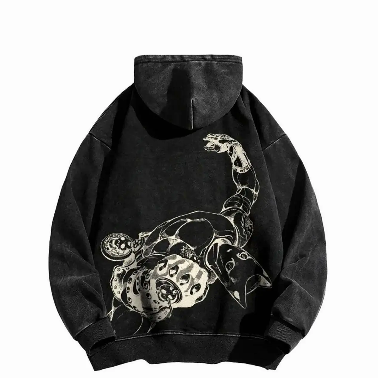 JoJo's Bizarre Adventure Killer Queen themed American-style washed hooded sweatshirt Long Sleeve Cotton Unisex Vintage Hoodie CYY A8D