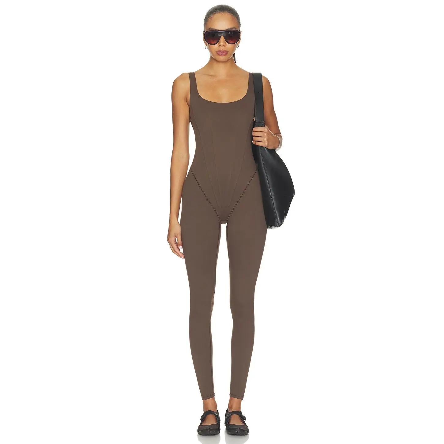NikeSKIMS Matte Corset One Piece in Dark Sepia