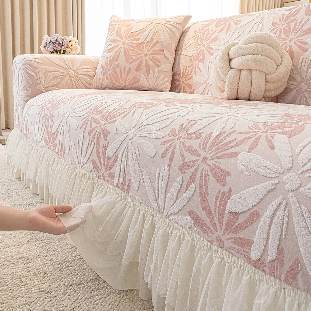 Floral Sofa Slipcover, Anti-Slip Full Coverage Lazy Elastic Furniture Protector, Washable Sofa Protector, High Elasticity Reusable Sofa Cover, All Seasons Use, Dustproof Sofa Slipcover