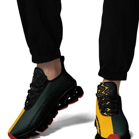 Men's Fashionable Geometric Print Lace Up Low Top Sneakers, Casual Comfortable Breathable Sports Running Shoes, Male All-match Round Toe Shoes for Daily Wear, Trendy Running Shoes