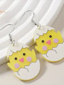 1 pair of cute Easter egg broken shell chick acrylic earrings Fashionable Jewelry cute personality gift
