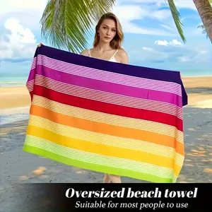 Extra Large Striped Beach Towel Super Soft Microfiber Quick-Drying Sand-Free Lightweight Portable for Travel Yoga Camping Swimming Machine Washable Vibrant Stripes Modern Design Yoga Accessories Multicolor Beachtowel disposable face towel