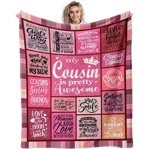 Cousin Gifts for Women, Best Cousin Birthday Gifts for Women, Birthday Gift for Cousins Female, to My Cousins Blanket Throw Pink 60"X50"