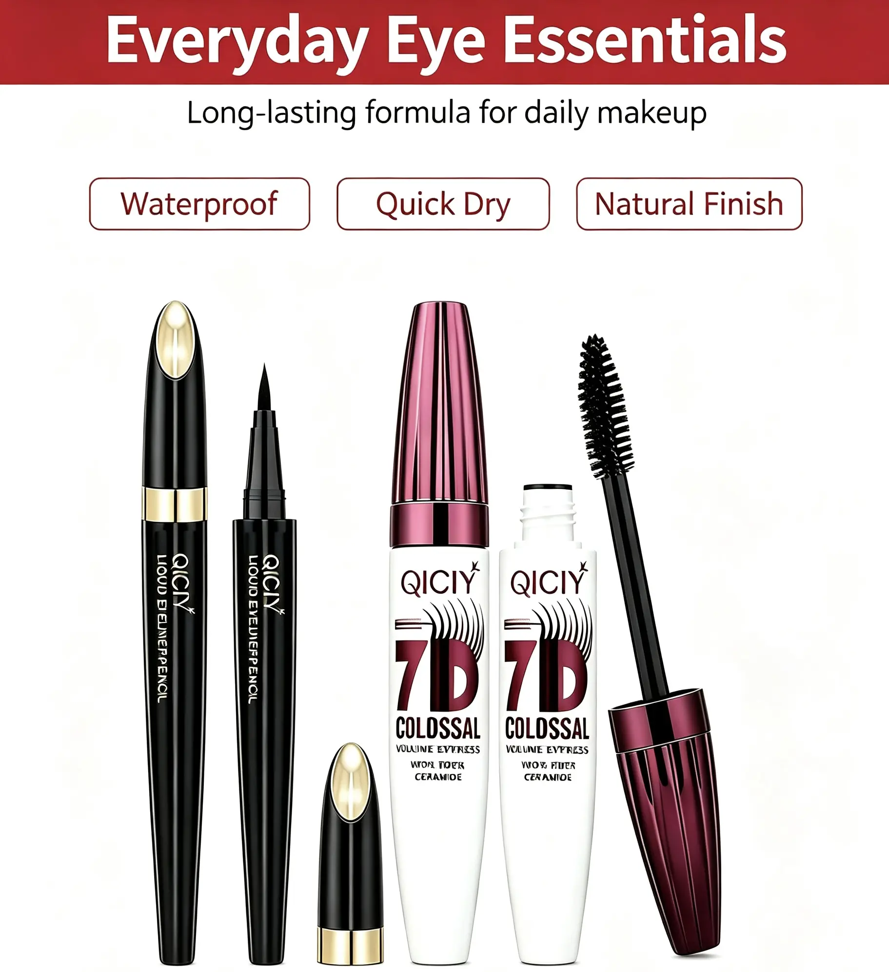 Mascara-Eyeliner Pen Combo Set, 1-Piece Eye Makeup Kit for Enhanced Eye Definition, Charm & Elegance with New User Benefits