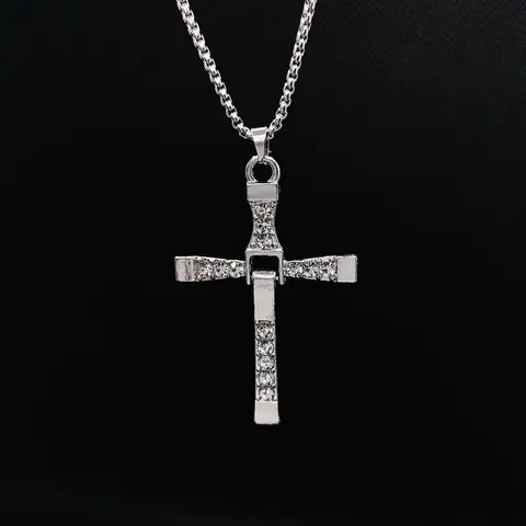 Father's Day Gift Dominic Toretto's Gold Cross Alloy Necklace ORSilver Cross Alloy Necklace from Fast and FuriousFAMlLY Cross Chain Vin Diesel YOU PICK!