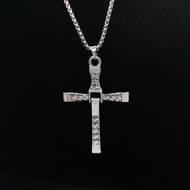 Father's Day Gift Dominic Toretto's Gold Cross Alloy Necklace ORSilver Cross Alloy Necklace from Fast and FuriousFAMlLY Cross Chain Vin Diesel YOU PICK!