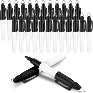 24 Pieces Mini Permanent Markers with Golf Keychain Clips for Nurses Badge Medium Point Ink Pens for Office School Nurses Supplies Outdoor Activities (Black)