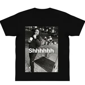 Oversized cotton LUCKI "Shhhhhh" Graphic T-Shirt Meme Funny tees Rapper Classic Gift y2k fashion Casual Streetwear Top Trending Machine Wash Safe summerwins