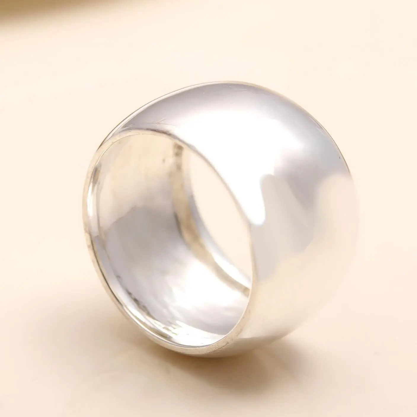 The Sterling Mirror: Silver Cigar Wide Band Ring