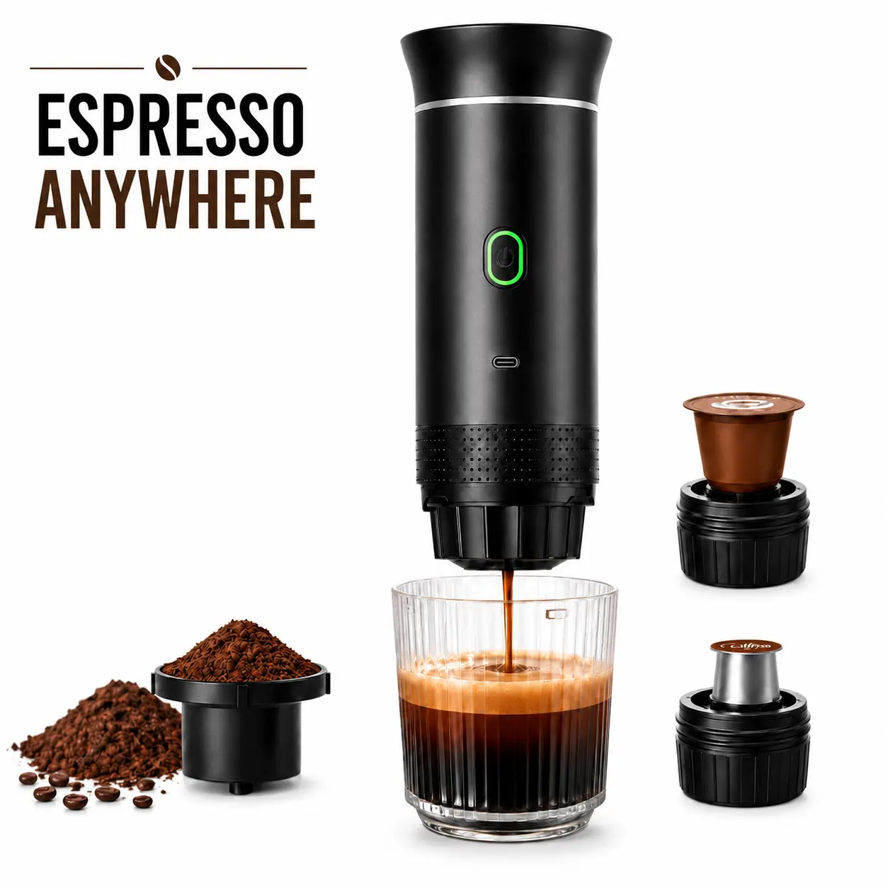 MIUVA maquina de cafe portatil cafetera portatil portable coffee maker  Portable Espresso Maker  Self Heating USB Rechargeable Electric Coffee Machine for Car Camping Travel Office and Home