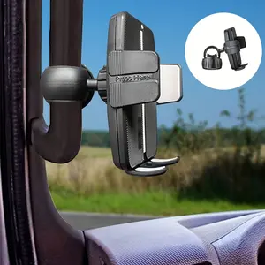 For Pickup Truck Driver Phone Mount, Adjustable Armrest Holder for Navigation Devices, 360° Rotatable Multi-Angle Clamp, Durable ABS Material, Easy Installation, Truck Accessory|Adjustable Phone Mount|Flexible Angle Suppor|Car Cellphone Mount