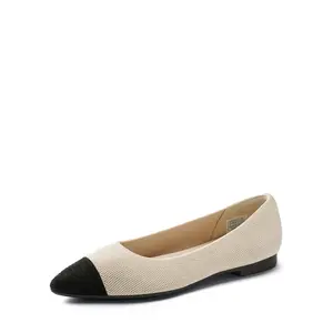 Dream Pairs Women's Elegant Knitted Pointed Toe Flats Featuring Cap Toe Design