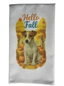 Fall Theme Dog Kitchen Towel Adorable Pups Design for Fall Décor & Everyday Use High-Quality Waffle Weave Dish Towel for Drying Dishes Hands or Paws Absorbent Cleaning