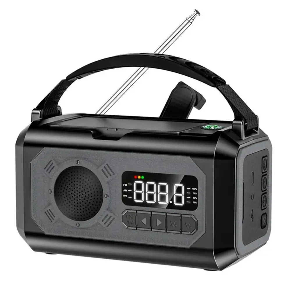 12000mAh Emergency Radio - Multifunctional Portable Rechargeable Radio Solar Crank Triple Power AM/FM/NOAA Weather Alert with LED Flashlight SOS, Portable Power Bank for Outdoor Camping Survival Kit, Solar Powered Radio