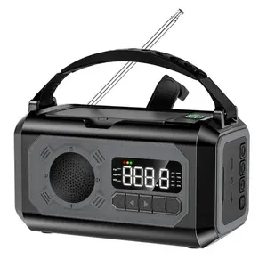12000mAh Emergency Radio - Multifunctional Portable Rechargeable Radio Solar Crank Triple Power AM/FM/NOAA Weather Alert with LED Flashlight SOS, Portable Power Bank for Outdoor Camping Survival Kit, Solar Powered Radio