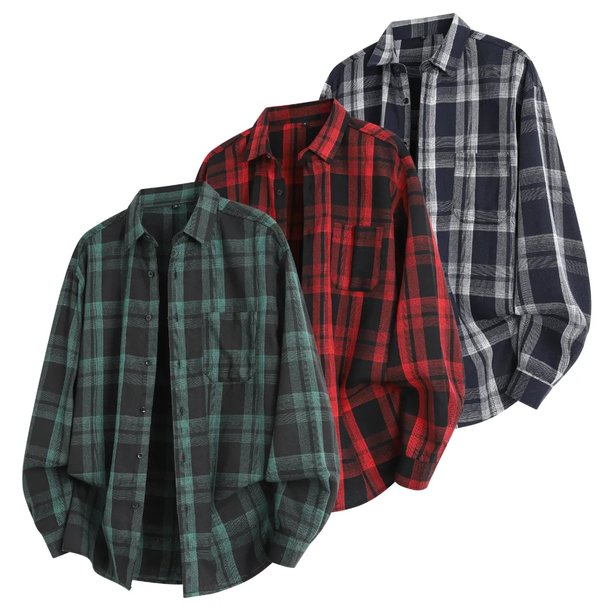 Men's Relaxed-Fit Oversized Long-Sleeve Collared Checked Button-Up Shirt - Breathable Fabric, Adjustable Roll-Up Sleeves, Chest Pocket, Stylish Basic, Effortless Chic, Pairable with Jeans, Comfy Casual, Tops, Button Down, M