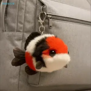 Plush Koi Fish Keychain - Cute Colorful Fish Stuffed Toy Pendant for Backpack, Bag & Key Decoration