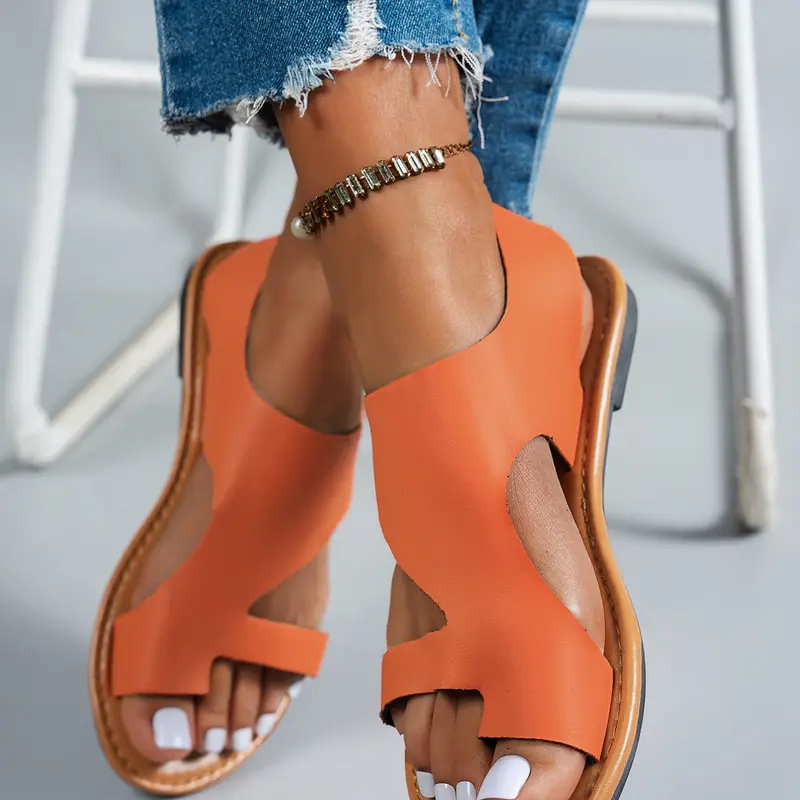 One-Piece Toe-Post, PU Leather Upper, Seamless Design, Affordable Sandals, Perfect for Summer Commuting, Casual Shopping, Vacations, Multiple Occasions