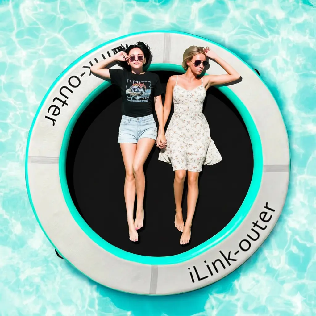 Durable Round Floating Ring Inflatable Water Hammock - Heavy-Duty Lounge Airbeds & Inflatables for Adults, Friends, Tanning Pool Lounger with Hand Pump