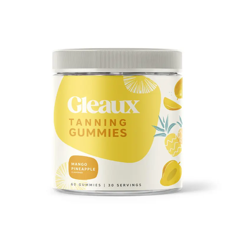 Gleaux Edible Tanning Gummies - Natural Dietary Antioxidant Supplement for Women, Men - Sun-Free Oral Self-Tan Alternative, Fast-Acting Melanin Boost with Beta Carotene, Astaxanthin, Lycopene, Niacinamide