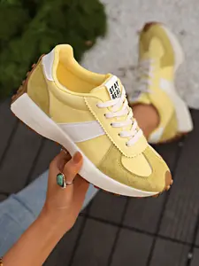 Women's Lace-Up Lightweight Casual Sneakers, Fashionable Comfortable Shoes for All Seasons, Perfect Daily Wear Footwear