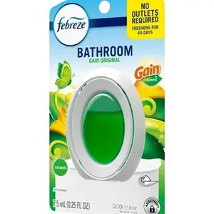 Febreze BATHROOM Gain Original Scent 7.5ml (0.25 FL oz.), continuous scent, odor eliminator, small spaces, bathroom odor control, closet freshener,laundry room deodorizer,powder room,guest bathroom,automatic air freshener,non-aerosol,Febreze refill holder