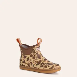 XTRATUF Men's Tan and Duck Camo Ankle Rubber Deck Boots - Unique Pattern, Comfortable Ankle Design, Durable Rubber Material, Versatile for Various Activities
