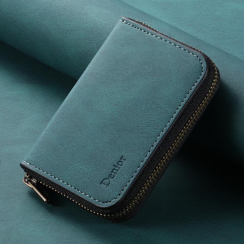 Denior |  RFID-Blocking Zipper Wallet with Multiple Card Slots | Faux Leather | Strong Magnetic Attachment to Phone | Secure ID & Credit Card Holder | Sleek Brown Design | Perfect Gift for Men on Valentine's, Father's Day & More, Card Holder Wallet