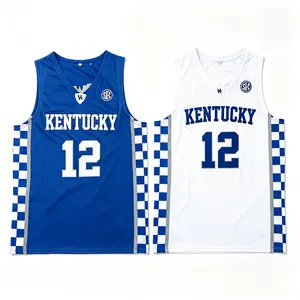 Men's Kentucky #1 Stitched Sleeveless Basketball Jersey, SEC College Checkerboard Side Mesh Athletic Tank Top, 2 Color Vintage Team Uniform for Streetwear, Sports Training & Casual Summer Outfits