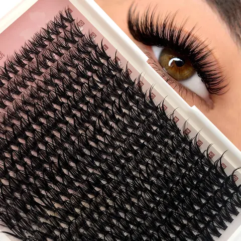 320PCS Individual Wispy Lash Clusters, 40D D Curl 9-16mm Reusable Cosmetic False Lashes, Fluffy, Extra Thick, Ultra Soft, Super Light Segmented Makeup Eyelash Extensions for DIY Application, Natural Look