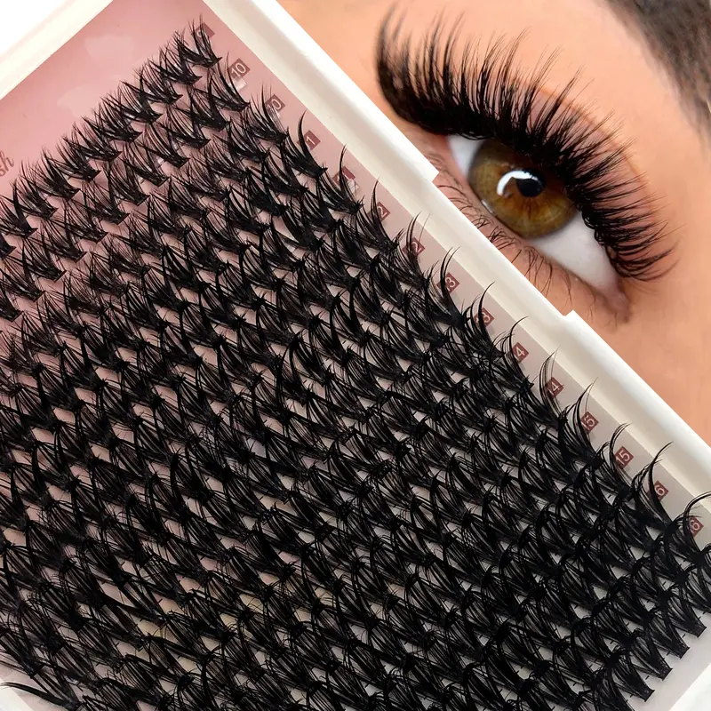 320PCS Individual Wispy Lash Clusters, 40D D Curl 9-16mm Reusable Cosmetic False Lashes, Fluffy, Extra Thick, Ultra Soft, Super Light Segmented Makeup Eyelash Extensions for DIY Application, Natural Look