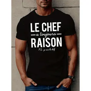 un French Men's Short Sleeve T-shirt Summer T-shirt Top