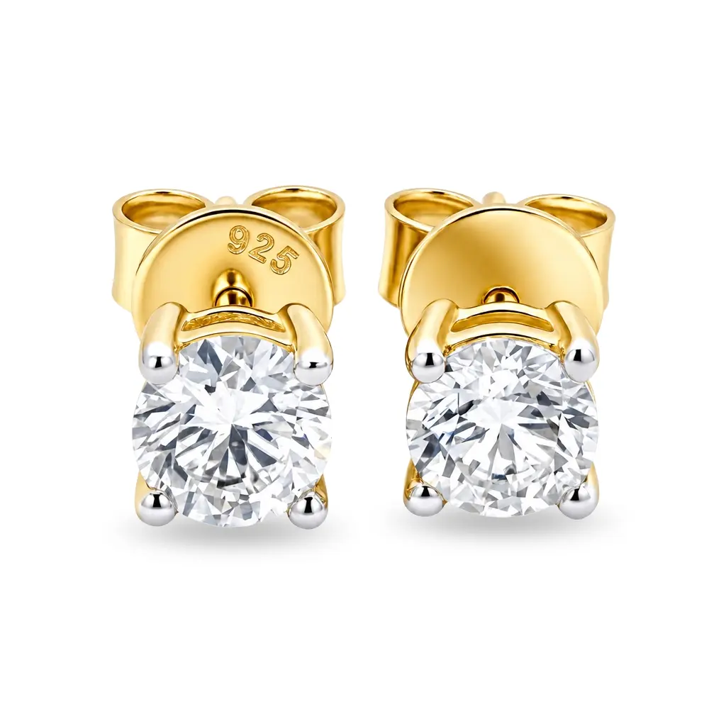 Lab Grown Diamond Studs 1ctw 5mm 14k Gold Plated Round-cut